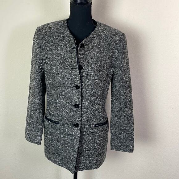 Vintage Talbots Petite wool blend gray tweed jacket women’s 8 - Picture 1 of 14